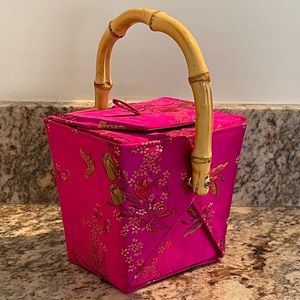 Tozai Chinese Pink Take Out Box Purse With Bamboo Handle